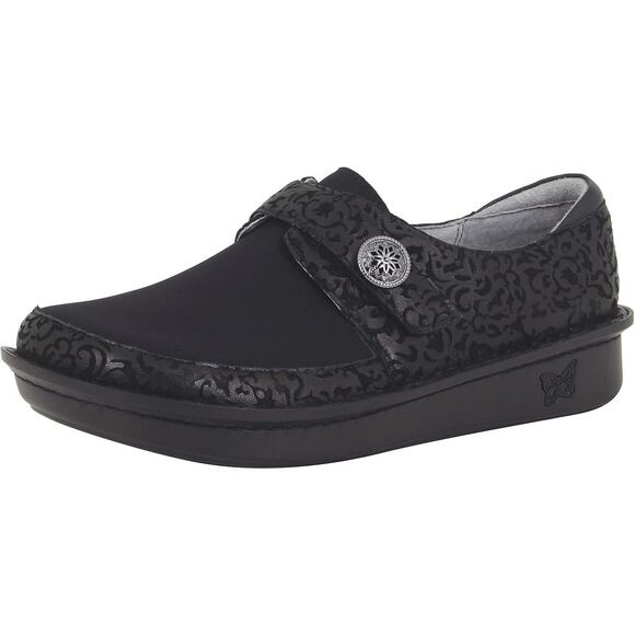 Alegria Brenna Aristoclass Neoprene Leather Slip On Casual Comfort Clog Black 9 - Picture 1 of 7